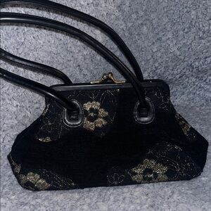 Paradox Black and Gold Floral Shoulder Bag
